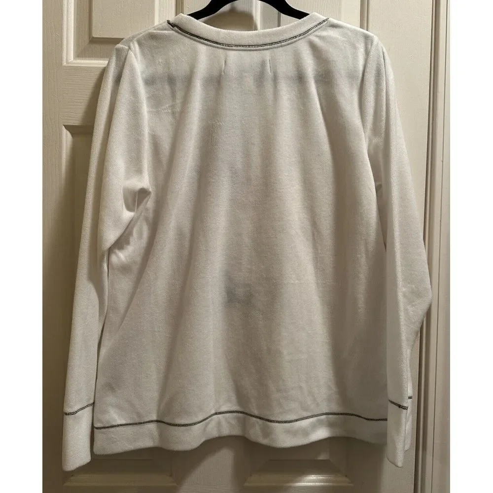 Francesca's Snowman Gray Polka Dot Pajama Set Size Large NWT‎